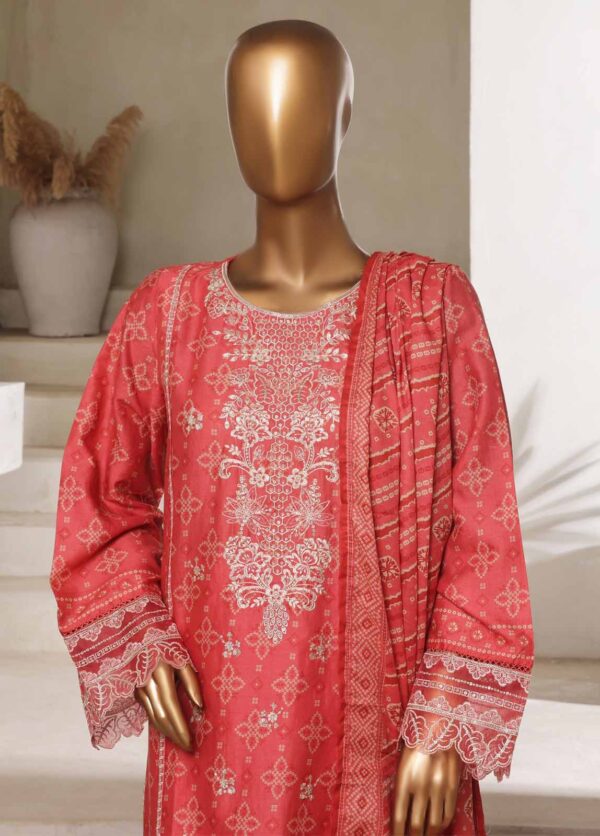 Elegant 3-Piece Chikankari Stitched Lawn Suit in Punch Pink