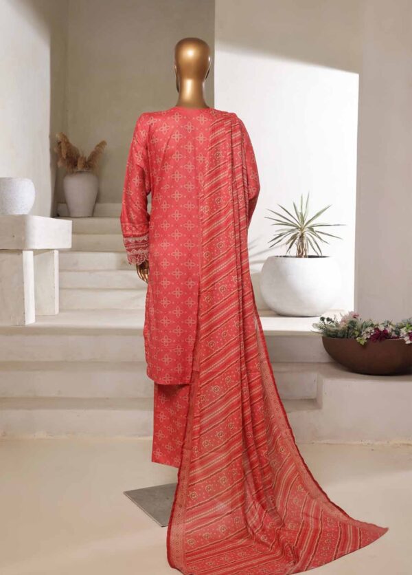 Elegant 3-Piece Chikankari Stitched Lawn Suit in Punch Pink - Image 2