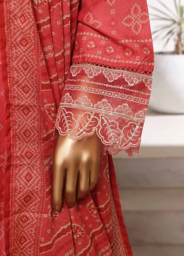 Elegant 3-Piece Chikankari Stitched Lawn Suit in Punch Pink - Image 4