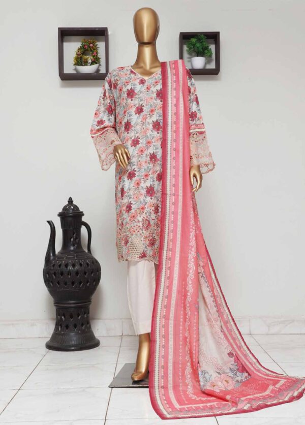 SME-0744 -3 Piece Embroidered Stitched Suit
