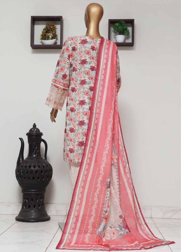 SME-0744 -3 Piece Embroidered Stitched Suit - Image 3