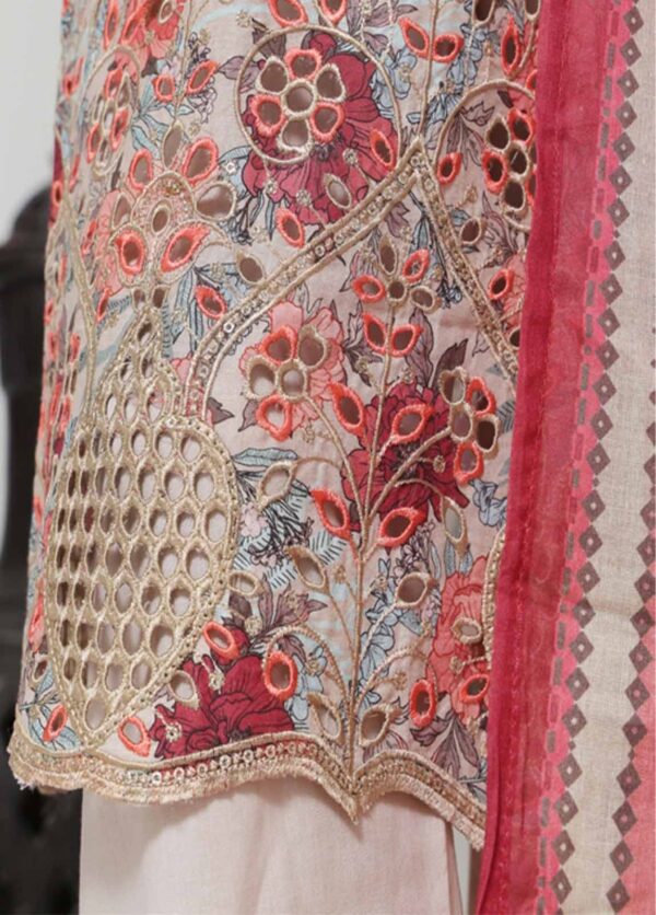 SME-0744 -3 Piece Embroidered Stitched Suit - Image 2