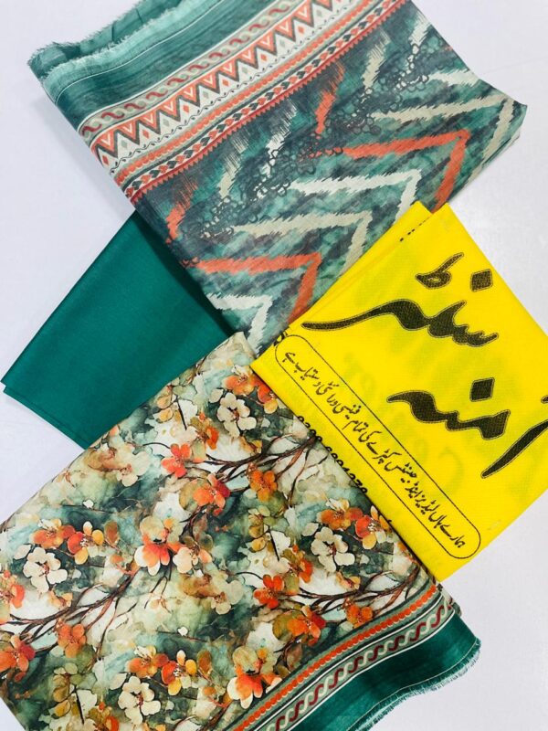 🌟 Elegant 3PC Unstitched Lawn Suits – Available in 4 Stunning Colors | Amna Center - Image 5