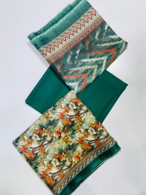 Premium Lawn Set with Printed Dupatta & Plain Base