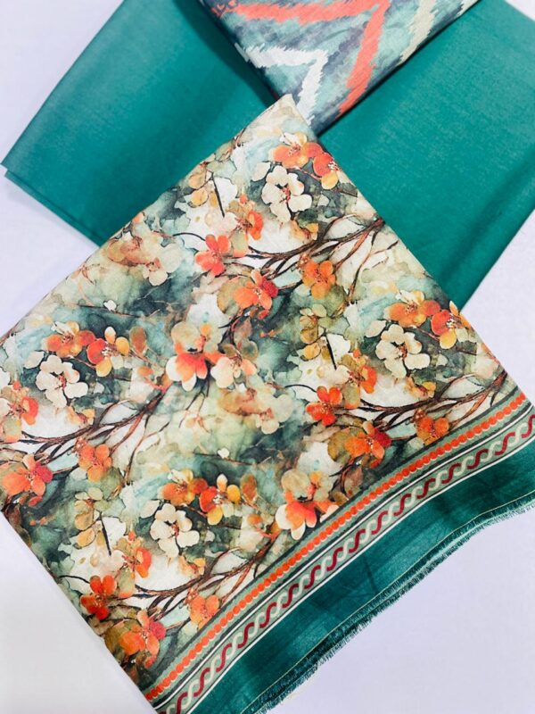 Premium Lawn Set with Printed Dupatta & Plain Base - Image 2