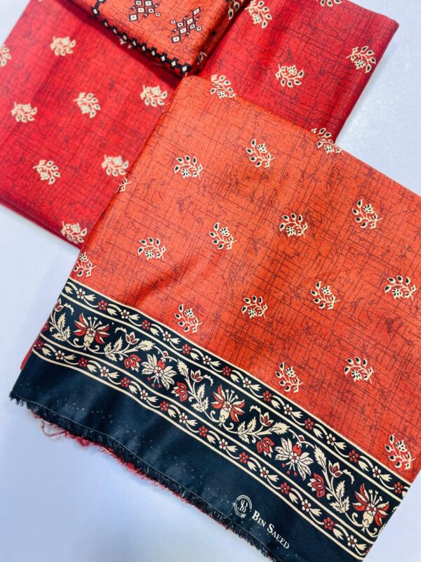 Bold & Beautiful in Cinnabar 🔥 | 3PC Unstitched Lawn Suit – Amna Center - Image 3